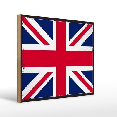 Letrero de madera Bandera Union Jack 40x30cm Letrero retro del Reino Unido