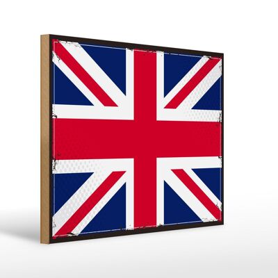 Holzschild Flagge Union Jack 40x30cm Retro United Kingdom Schild