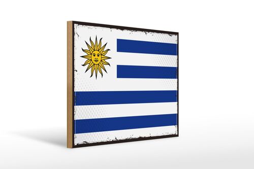 Holzschild Flagge Uruguays 40x30cm Retro Flag of Uruguay Schild