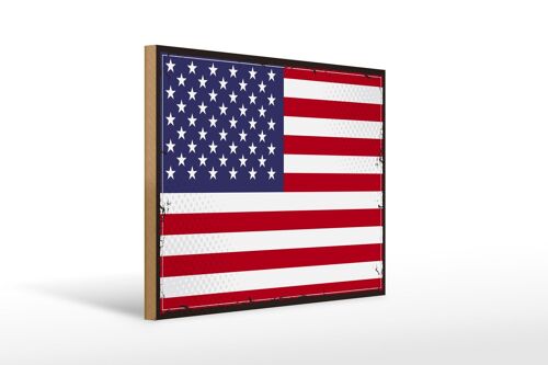 Holzschild Flagge Vereinigte Staaten 40x30cm Retro States Schild
