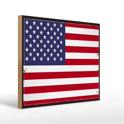 Cartello in legno Bandiera Stati Uniti 40x30 cm Cartello retrò degli Stati Uniti