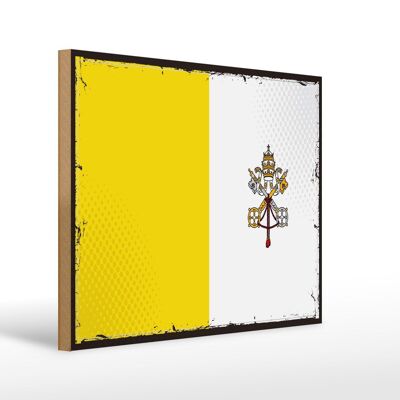 Holzschild Flagge Vatikanstadt 40x30cm Retro Vatican City Schild