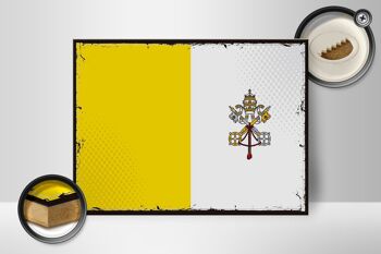 Panneau en bois drapeau Cité du Vatican 40x30cm Panneau rétro Cité du Vatican 2