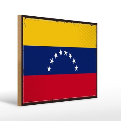 Letrero de madera bandera de Venezuela 40x30cm bandera retro Letrero de Venezuela