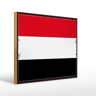 Holzschild Flagge Jemen 40x30cm Retro Flag of Yemen Deko Schild