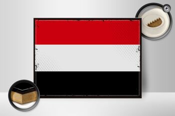 Panneau en bois drapeau du Yémen 40x30cm, drapeau rétro du Yémen, panneau décoratif 2