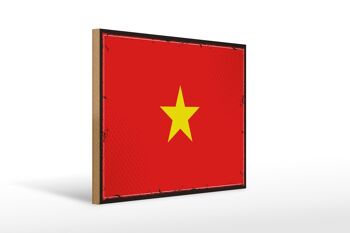 Panneau en bois drapeau du Vietnam 40x30cm Panneau rétro drapeau du Vietnam 1