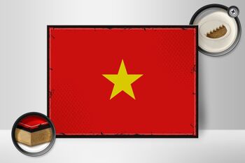 Panneau en bois drapeau du Vietnam 40x30cm Panneau rétro drapeau du Vietnam 2