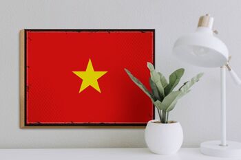 Panneau en bois drapeau du Vietnam 40x30cm Panneau rétro drapeau du Vietnam 3