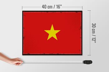 Panneau en bois drapeau du Vietnam 40x30cm Panneau rétro drapeau du Vietnam 4
