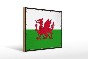 Panneau en bois drapeau du pays de Galles, 40x30cm, drapeau rétro du pays de Galles, panneau décoratif 1