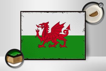 Panneau en bois drapeau du pays de Galles, 40x30cm, drapeau rétro du pays de Galles, panneau décoratif 2