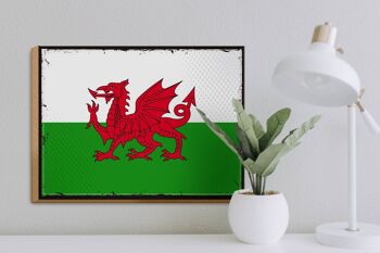 Panneau en bois drapeau du pays de Galles, 40x30cm, drapeau rétro du pays de Galles, panneau décoratif 3