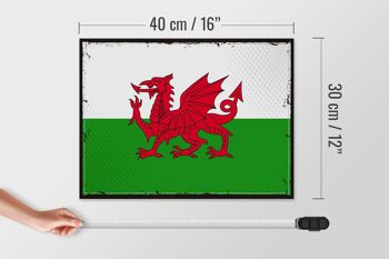Panneau en bois drapeau du pays de Galles, 40x30cm, drapeau rétro du pays de Galles, panneau décoratif 4