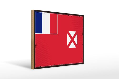Holzschild Flagge Wallis und Futuna 40x30cm Retro Wallis Schild