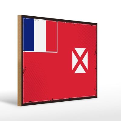 Letrero de madera bandera Wallis y Futuna 40x30cm letrero retro de Wallis
