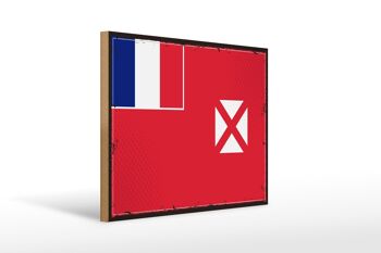 Panneau en bois drapeau Wallis et Futuna 40x30cm panneau rétro Wallis 1