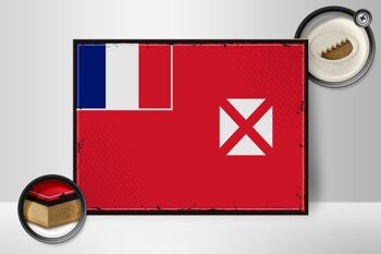 Panneau en bois drapeau Wallis et Futuna 40x30cm panneau rétro Wallis 2