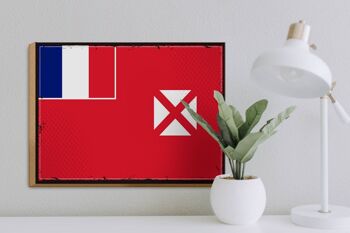 Panneau en bois drapeau Wallis et Futuna 40x30cm panneau rétro Wallis 3