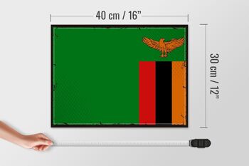 Panneau en bois drapeau de la Zambie, 40x30cm, drapeau rétro de la Zambie, panneau décoratif 4