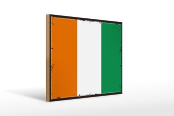 Panneau en bois drapeau Côte d'Ivoire 40x30cm Panneau rétro Côte d'Ivoire 1