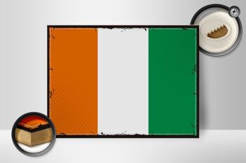 Panneau en bois drapeau Côte d'Ivoire 40x30cm Panneau rétro Côte d'Ivoire 2