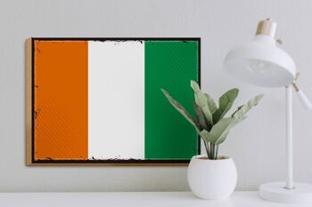 Panneau en bois drapeau Côte d'Ivoire 40x30cm Panneau rétro Côte d'Ivoire 3