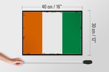 Panneau en bois drapeau Côte d'Ivoire 40x30cm Panneau rétro Côte d'Ivoire 4