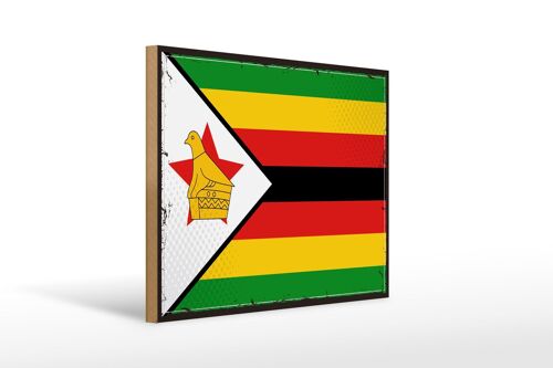 Holzschild Flagge Simbabwes 40x30cm Retro Flag of Zimbabwe Schild