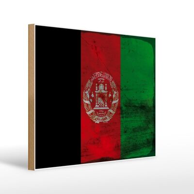 Letrero de madera bandera Afganistán 40x30cm Afganistán cartel decorativo óxido