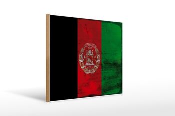Panneau en bois drapeau Afghanistan 40x30cm, panneau décoratif rouille Afghanistan 1