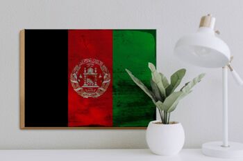 Panneau en bois drapeau Afghanistan 40x30cm, panneau décoratif rouille Afghanistan 3