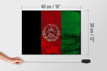 Panneau en bois drapeau Afghanistan 40x30cm, panneau décoratif rouille Afghanistan 4