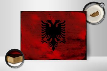 Panneau en bois drapeau Albanie 40x30cm, drapeau albanais, signe décoratif rouille 2