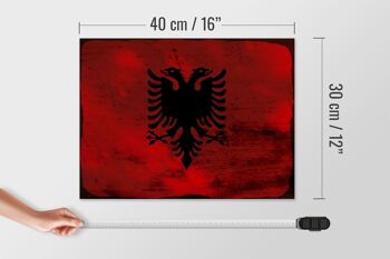 Panneau en bois drapeau Albanie 40x30cm, drapeau albanais, signe décoratif rouille 4