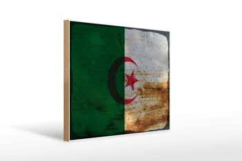Panneau en bois drapeau Algérie 40x30cm Drapeau Algérie rouille signe décoratif 1