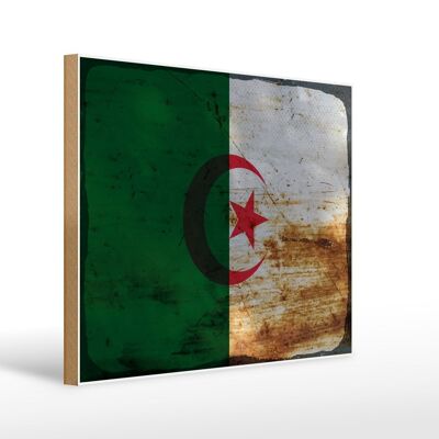 Holzschild Flagge Algerien 40x30cm Flag Algeria Rost Deko Schild