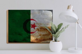 Panneau en bois drapeau Algérie 40x30cm Drapeau Algérie rouille signe décoratif 3