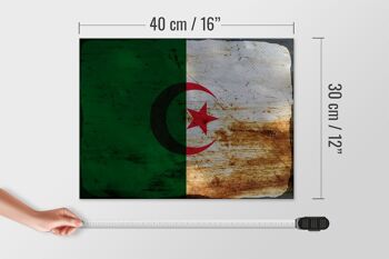 Panneau en bois drapeau Algérie 40x30cm Drapeau Algérie rouille signe décoratif 4