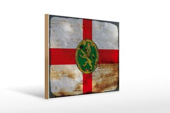 Panneau en bois drapeau Aurigny 40x30cm Drapeau Aurigny panneau décoratif rouille 1