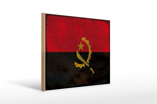 Holzschild Flagge Angola 40x30cm Flag of Angola Rost Deko Schild