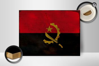 Panneau en bois drapeau Angola 40x30cm Drapeau de l'Angola rouille signe décoratif 2
