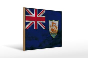 Panneau en bois drapeau Anguilla 40x30cm Drapeau d'Anguilla panneau rouille 1