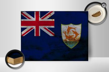Panneau en bois drapeau Anguilla 40x30cm Drapeau d'Anguilla panneau rouille 2