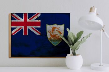 Panneau en bois drapeau Anguilla 40x30cm Drapeau d'Anguilla panneau rouille 3