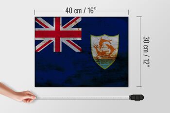 Panneau en bois drapeau Anguilla 40x30cm Drapeau d'Anguilla panneau rouille 4