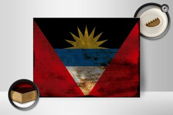 Panneau en bois drapeau Antigua-et-Barbuda 40x30cm, panneau décoratif rouille 2