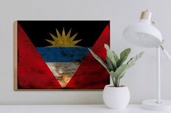 Panneau en bois drapeau Antigua-et-Barbuda 40x30cm, panneau décoratif rouille 3