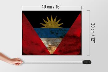 Panneau en bois drapeau Antigua-et-Barbuda 40x30cm, panneau décoratif rouille 4
