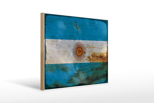 Holzschild Flagge Argentinien 40x30cm Flag Argentina Rost Schild